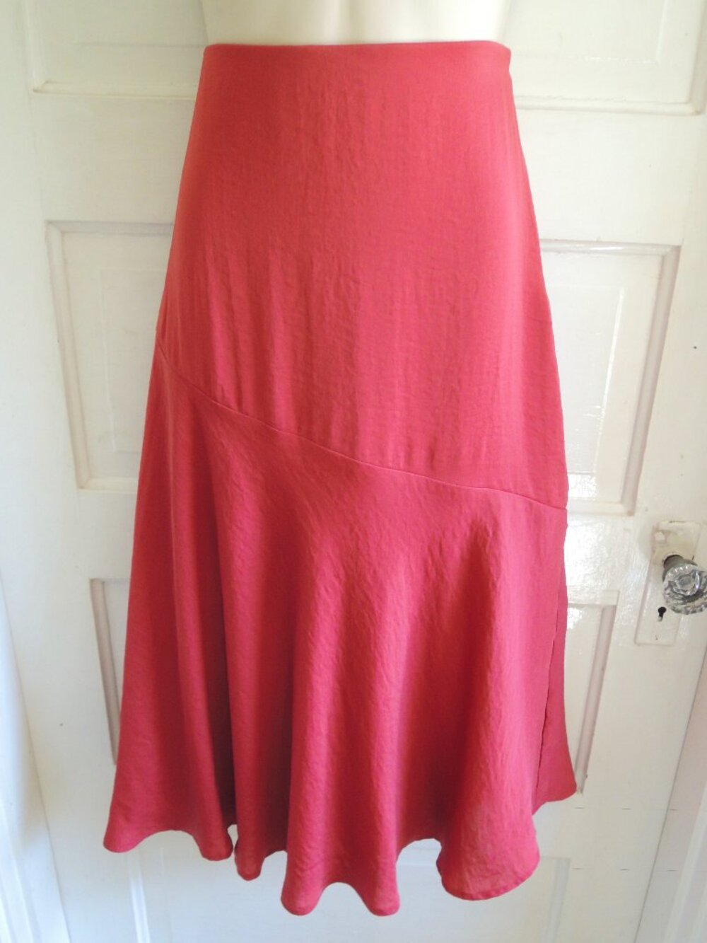 American Eagle Red Silky Flowy A-Line Midi Skirt S